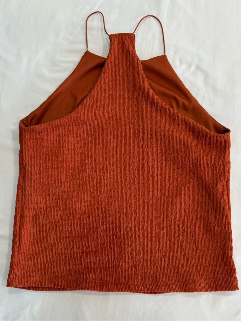LINEAS Rust Textured Halter Tank Top - Medium - Picture 2 of 4